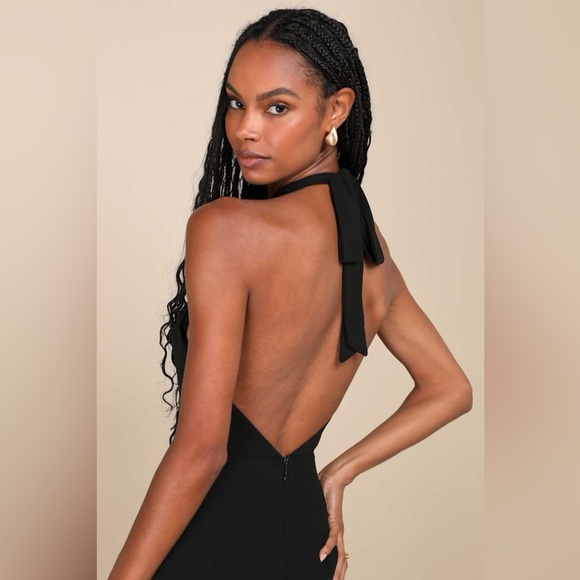 NWT Lulus Captured Your Heart Black Halter Maxi Dress, Side Slit, Plus Size 3X - Picture 4 of 16